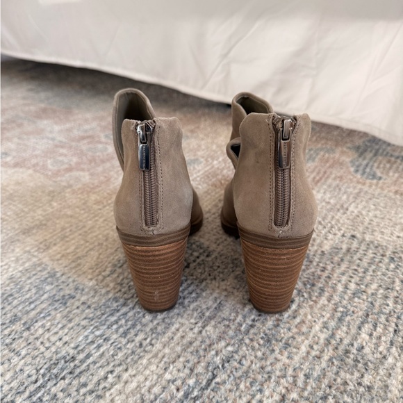 Vince Camuto Taupe Suede Pointed V-Cut Ankle Booties - Picture 3 of 5